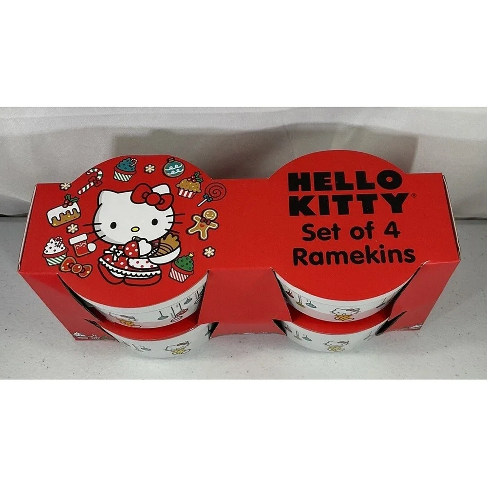 Sanrio Hello Kitty Christmas Ornaments Holiday Set Of 4 Baking Ramekins